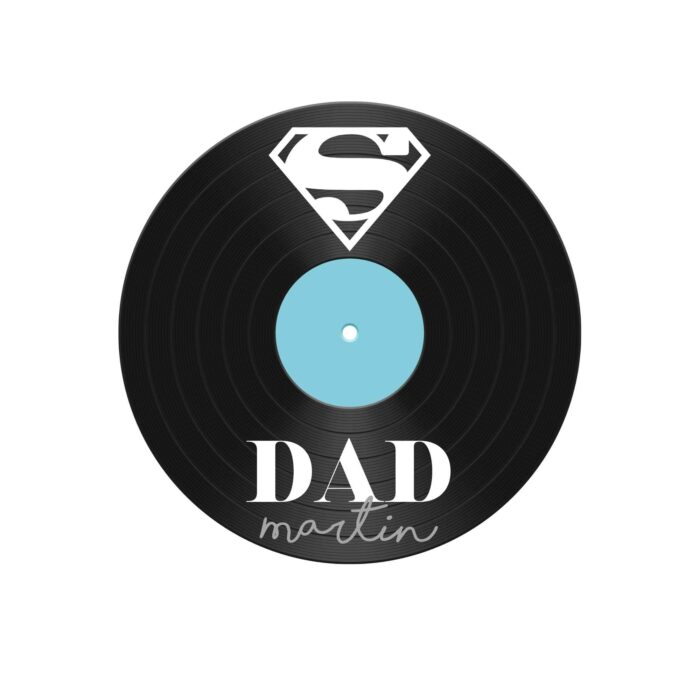Schallplatten Uhr individulasiert als Wanddeko Super Dad