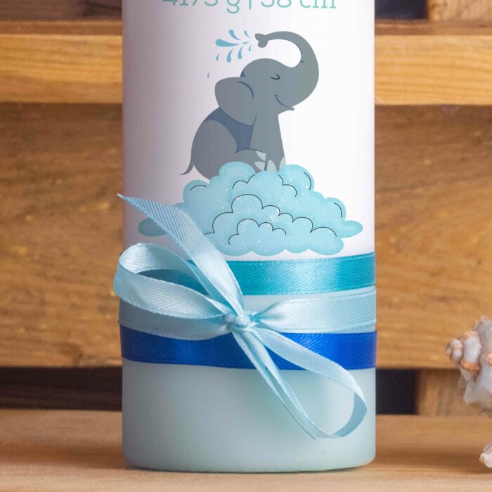 Geburtskerze | Elefant | 15 - 30 cm Höhe | Personalisiert – Bild 4