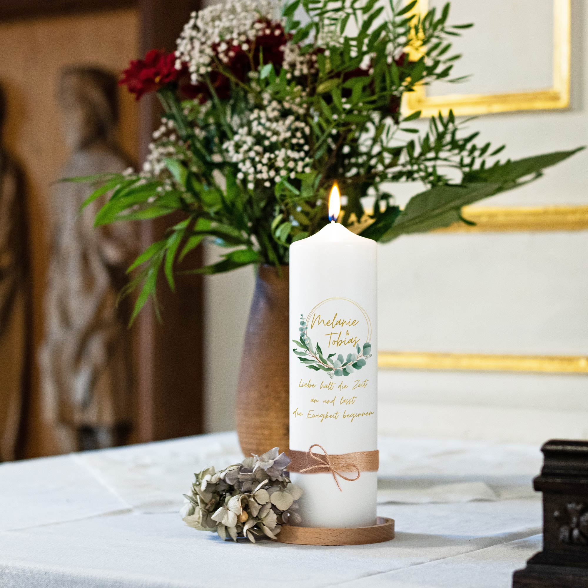 Hochzeitskerze | Eukalyptus Vintage | Personalisiert – Bild 3