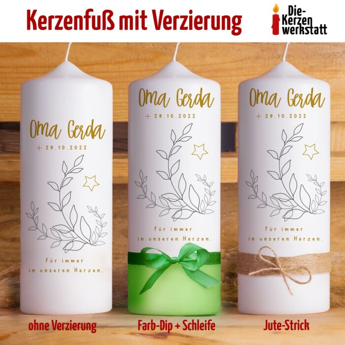 Trauerkerze Ranke | 15 - 30 cm Höhe | Personalisierte Kerze | Gedenkkerze – Bild 3