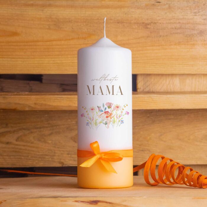 Handgemacht Wachs Kerze Stumpenkerze Bedruckt Spruch Geschenk für Sie Geschenk für Freundin Kerze Vegan Nachhaltig Love Muttertagsgeschenk Muttertagssprüche Muttertagsgrüße Muttertag Kerze Mama Geschenkidee Frau oma blumen schlicht kleine schöne geschenke personalisierte geschenke-Muttertagskerze-Blume-Dip-orange