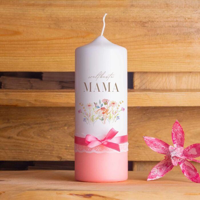 Handgemacht Wachs Kerze Stumpenkerze Bedruckt Spruch Geschenk für Sie Geschenk für Freundin Kerze Vegan Nachhaltig Love Muttertagsgeschenk Muttertagssprüche Muttertagsgrüße Muttertag Kerze Mama Geschenkidee Frau oma blumen schlicht kleine schöne geschenke personalisierte geschenke-Muttertagskerze-Blume-Dip-rosa