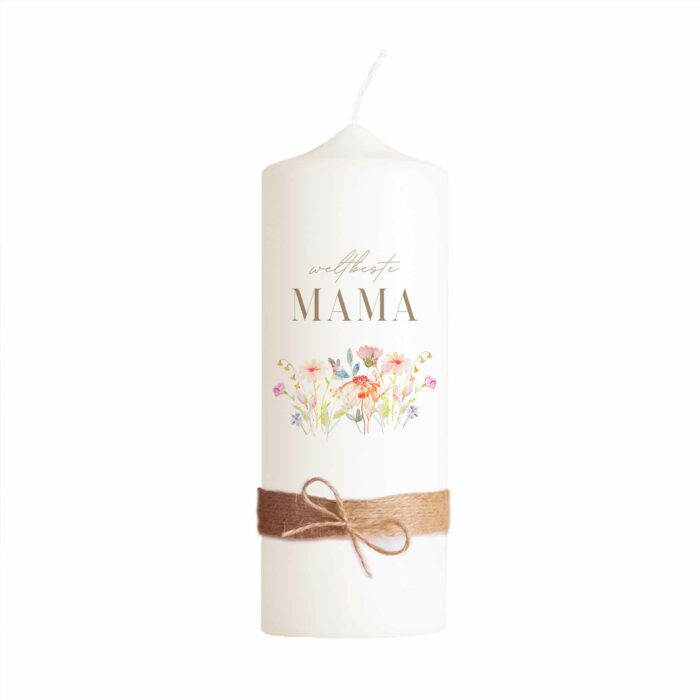 Handgemacht Wachs Kerze Stumpenkerze Bedruckt Spruch Geschenk für Sie Geschenk für Freundin Kerze Vegan Nachhaltig Love Muttertagsgeschenk Muttertagssprüche Muttertagsgrüße Muttertag Kerze Mama Geschenkidee Frau oma blumen schlicht kleine schöne geschenke personalisierte geschenke-Muttertagskerze-Blume-Strick-weißer Hintergrund