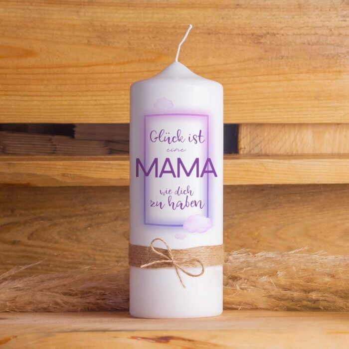 Handgemacht Wachs Kerze Stumpenkerze Bedruckt Spruch Geschenk für Sie Geschenk für Freundin Kerze Vegan Nachhaltig Love Muttertagsgeschenk Muttertagssprüche Muttertagsgrüße Muttertag Kerze Mama Geschenkidee Frau personalisierte geschenke kleine schöne geschenke oma lila wolken-Muttertagskerze-Glück-Strick