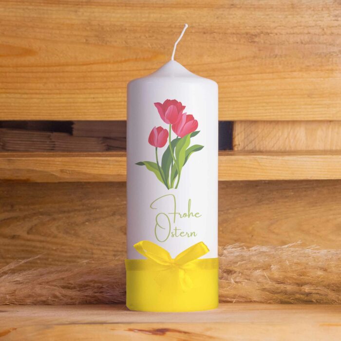 Handgemacht Wachs Kerze Stumpenkerze Bedruckt Spruch Geschenk für Sie Geschenk für ihn Kerze Vegan Nachhaltig Love Geschenkidee Ostern Sinnvoll Frohe Ostern Ostergrüße Osterhase Ostermontag Geschenke für Mama Tulpe Blume Grün Rot Geschenk Freundin Freund Ostergeschenk Erwachsene Eltern Mann Frau Osterkerze-Tulpe-Dip-gelb