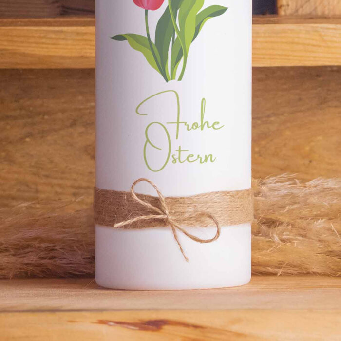 Handgemacht Wachs Kerze Stumpenkerze Bedruckt Spruch Geschenk für Sie Geschenk für ihn Kerze Vegan Nachhaltig Love Geschenkidee Ostern Sinnvoll Frohe Ostern Ostergrüße Osterhase Ostermontag Geschenke für Mama Tulpe Blume Grün Rot Geschenk Freundin Freund Ostergeschenk Erwachsene Eltern Mann Frau Osterkerze-Tulpe-unten