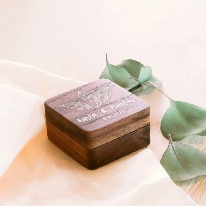 Ringbox Blätter | Ringschatulle Hochzeit | Personalisierte Ringkiste | Mr & Ms l Standesamt | Aufbewahrung l Trauung l Verlobung – Bild 3
