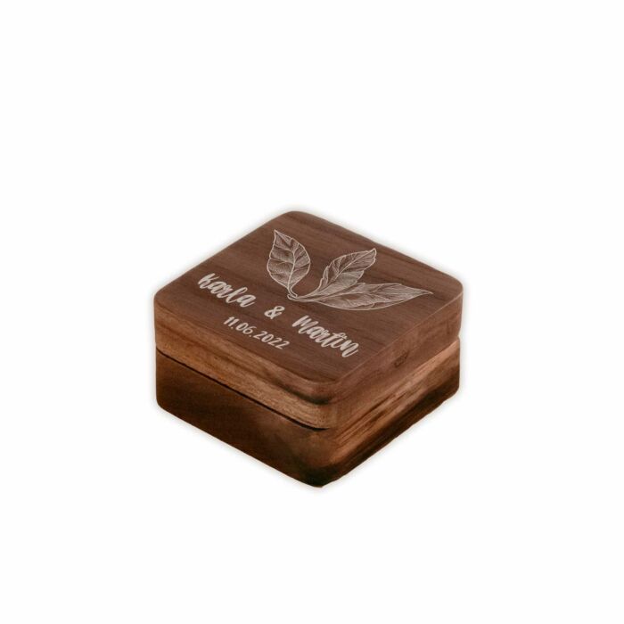 Ringbox Blätter | Ringschatulle Hochzeit | Personalisierte Ringkiste | Mr & Ms l Standesamt | Aufbewahrung l Trauung l Verlobung – Bild 7