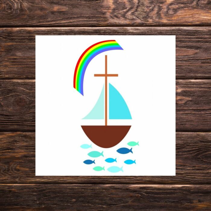 Wachsdekor Segelboot mit Regenbogen | Kerzen verzieren | Kerzen gestalten | Taufe | Hochzeit | Kommunion
