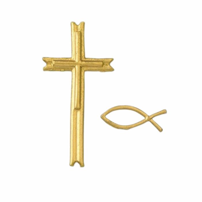 Wachsdekor Kreuz + Christlicher Fisch | Kerzen verzieren | Kerzen gestalten | Taufe | Hochzeit | Kommunion – Bild 2