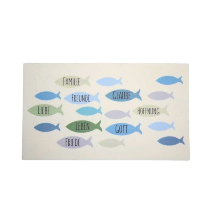 Wachsbild Fische, Familie Hoffnung Glaube Gott, blau ohne Hintergrund