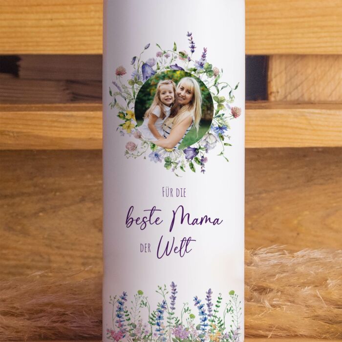 Lavendel Kerze zum Muttertag mit Foto | 20 cm Höhe | Personalisierte Kerze | Geschenkidee Mama Mutter | Geschenk Geburtstag Frau – Bild 2