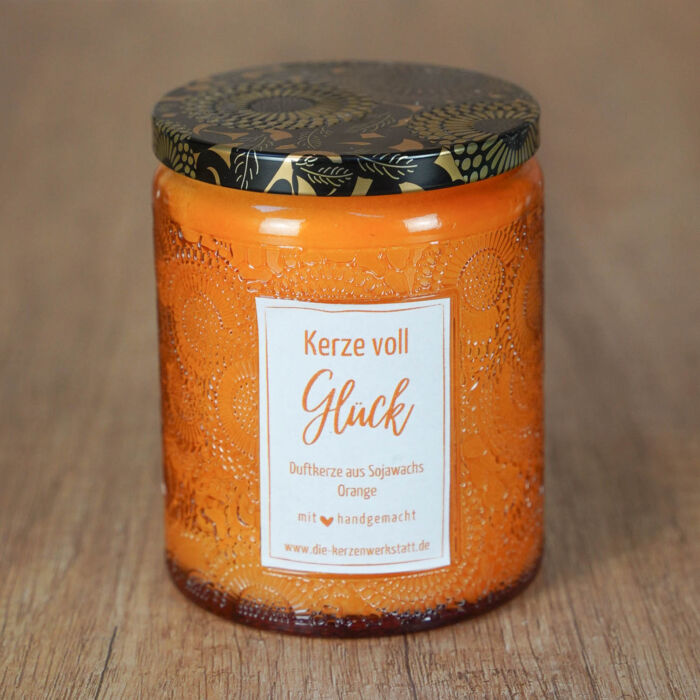 Duftkerze im Glas aus Sojawachs - Orange | fruchtig+belebend | Kerze im Glas | Bunte Kerze | Geburtstagsgeschenk | Weihnachten