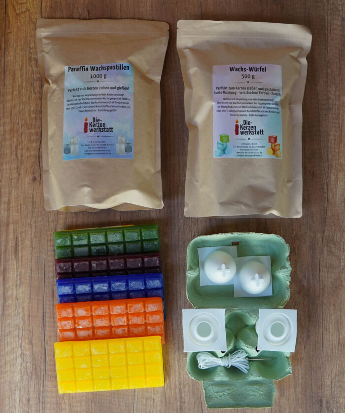 DIY-Set: Ostereier Kerzen Gießen | Bastelset für 22+ Eierkerzen | Kreatives Kerzen Gießen für Ostern | Inkl. Paraffinwachs, Silikonformen & Wachswürfel | Für Kinder & Erwachsene – Bild 4