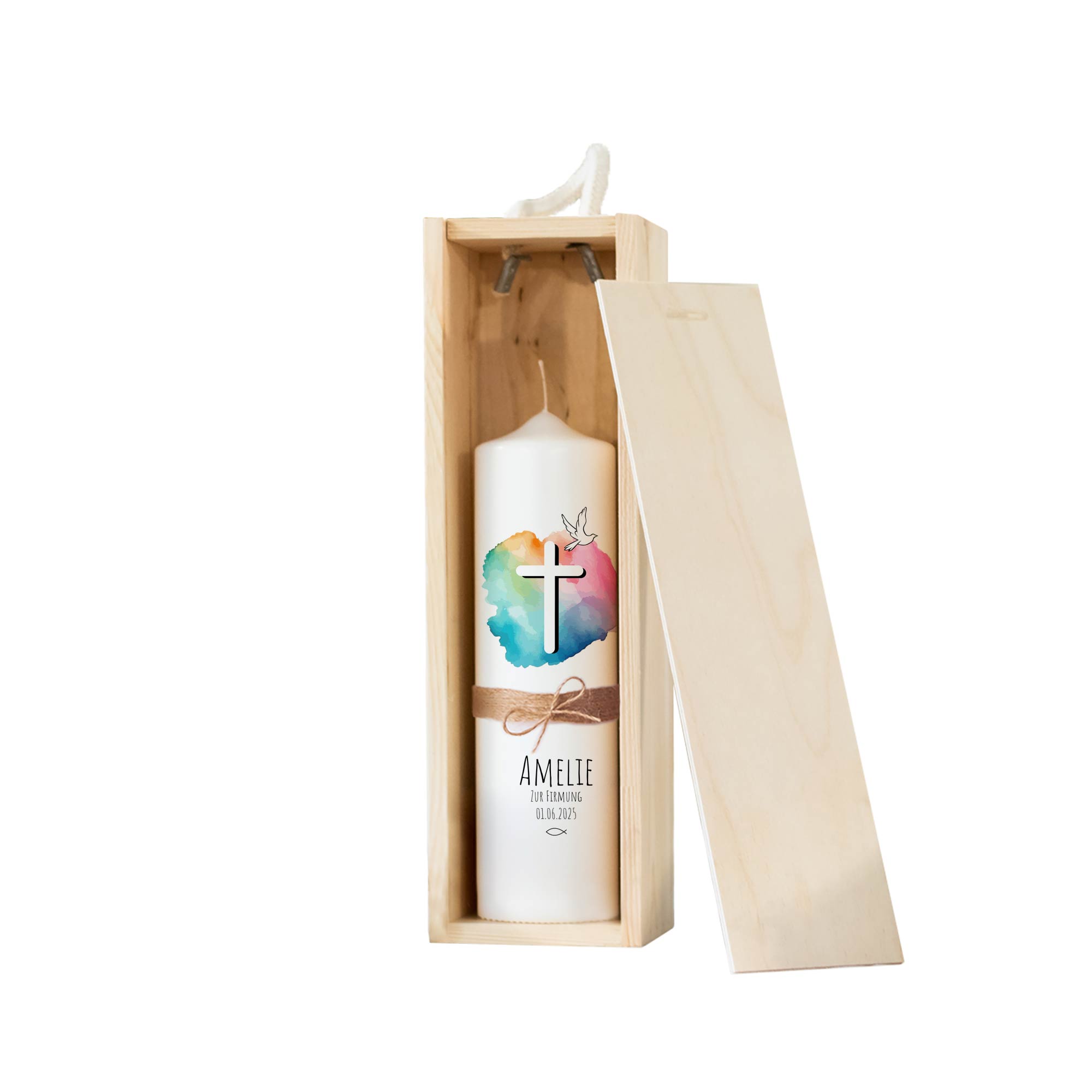 Personalisierte Firmkerze Farbkleckse | Geschenk zur Firmung mit Name & Datum | Hochwertige Qualität | 15-40 cm Höhe – Bild 11