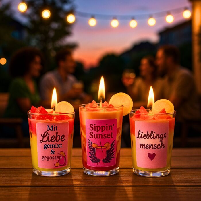 DIY Cocktailkerzen Set – 4 bunte Sommerkerzen selber machen – Bild 3