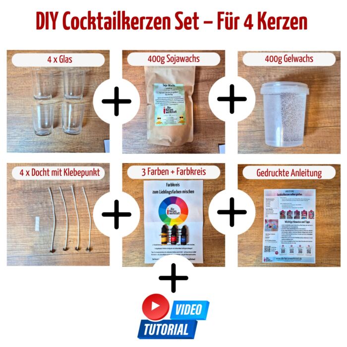 DIY Cocktailkerzen Set – 4 bunte Sommerkerzen selber machen – Bild 6