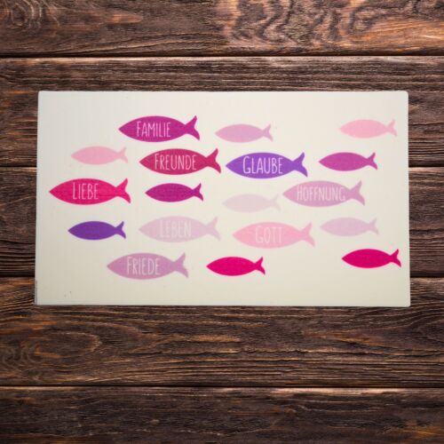Wachsbild Fische, Familie Hoffnung Glaube Gott, pink