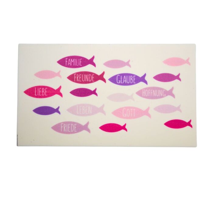 Wachsbild Fische, Familie Hoffnung Glaube Gott, pink ohne Hintergrund