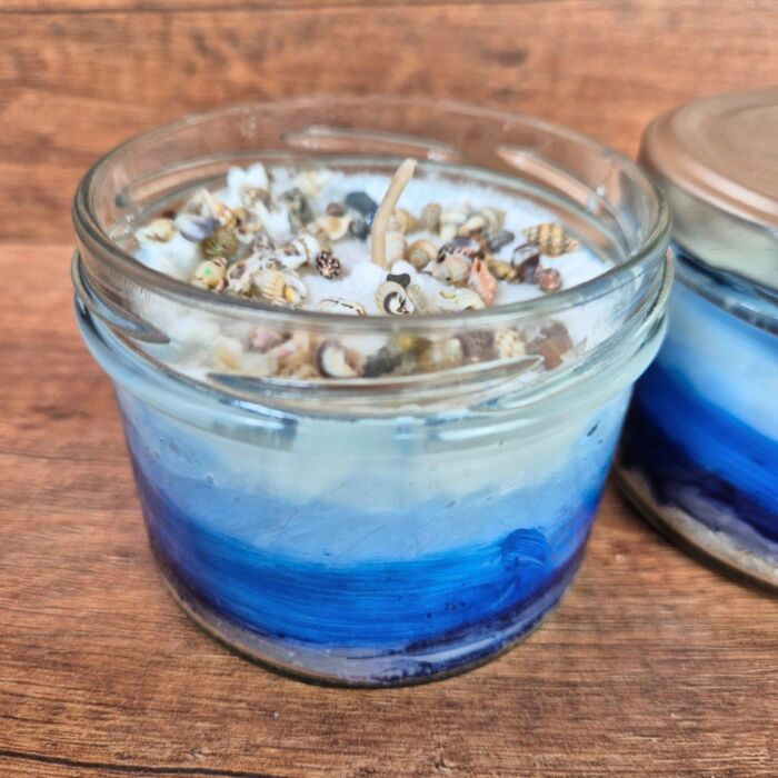 Meer im Glas Nah Kerze