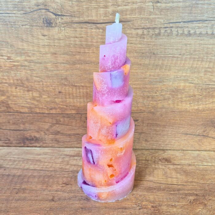 Wachswürfel Kerze Pink Power Spiralturm