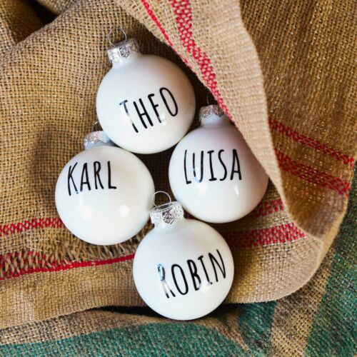 Weihnachtskugel Personalisiert weiß schwarz