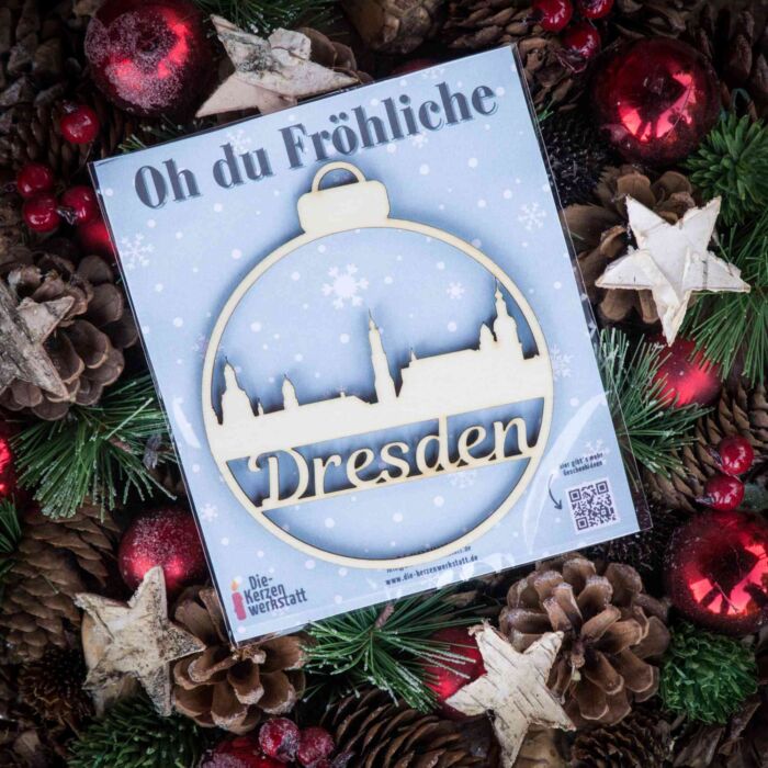 Baumanhänger Dresden Skyline mit Geschenkverpackung