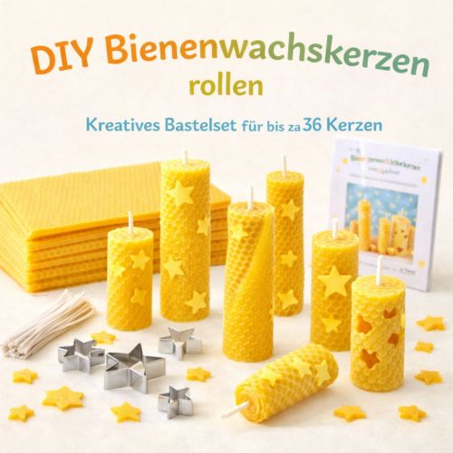 Gruppenset Bienenwachskerzen Rollen Sterne